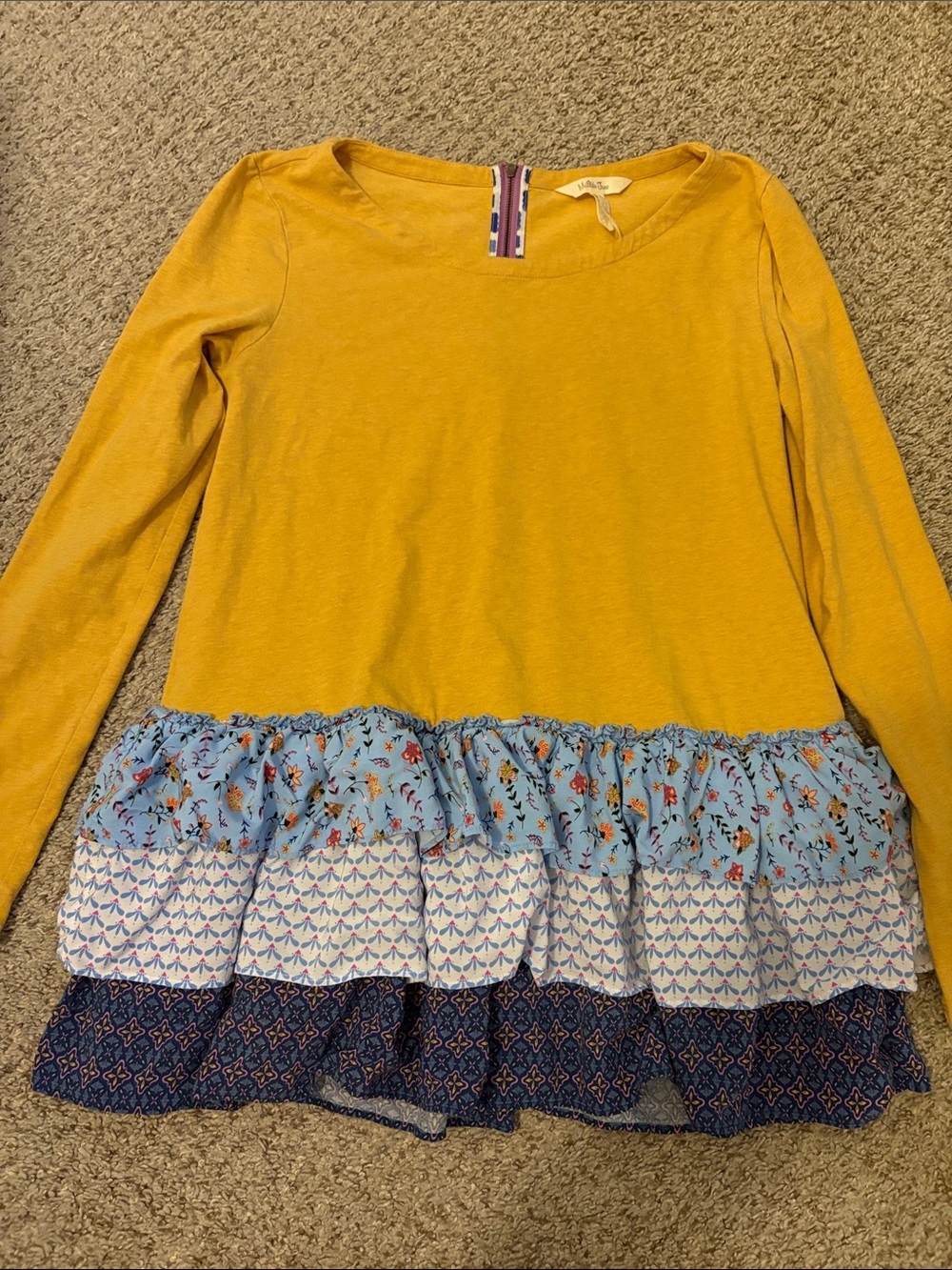 Matilda Jane Women’s Mustard Yellow Long Sleeve Ruffle Hem Top
